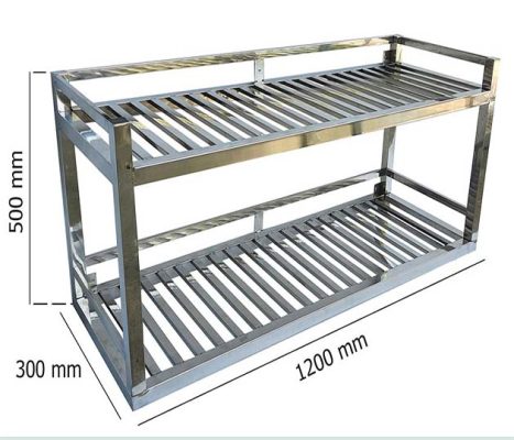 Giá inox treo tường 2 tầng